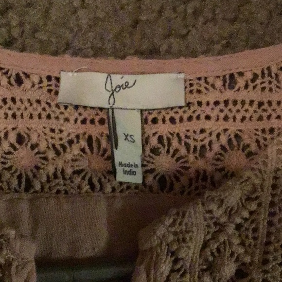 JOIE LS Peasant Style TOP 3/4 Sleeves Embroidered YOKE PEACH COTTON FLIRTY - Picture 3 of 3